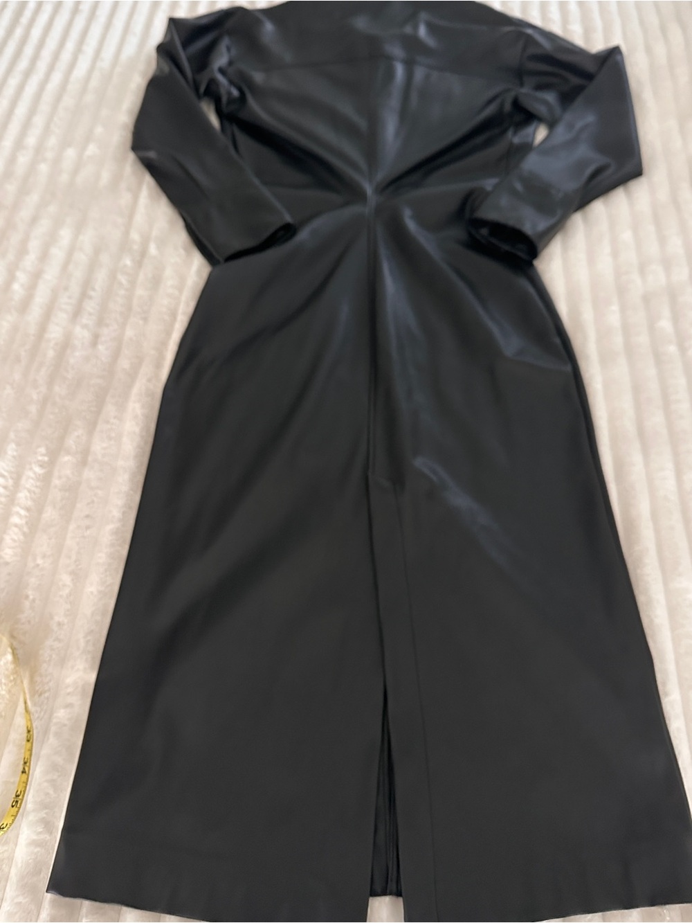 Zara Black Faux Leather Long Maxi Button-Up Shirt Dress - Picture 11 of 12